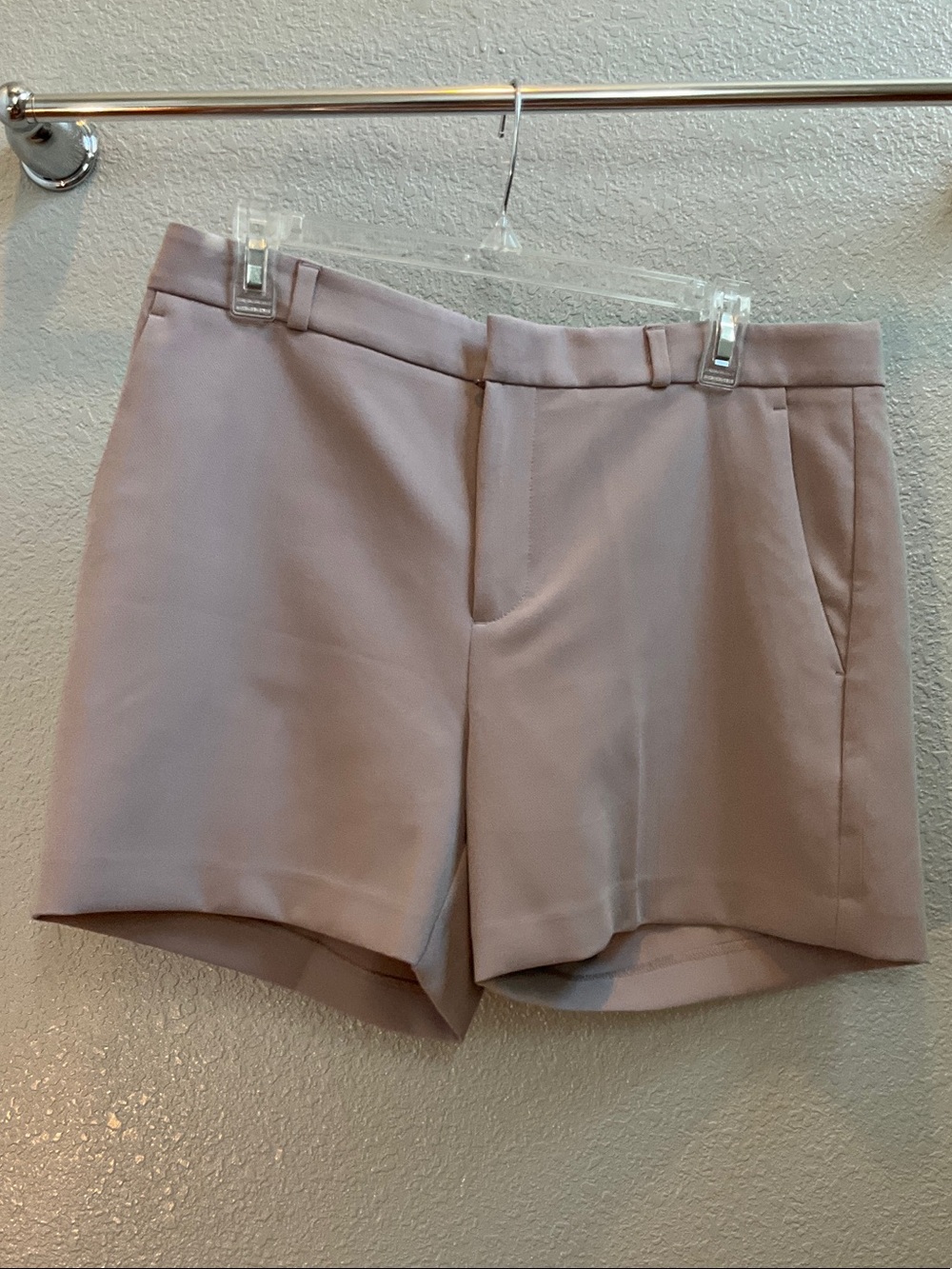 Banana Republic Tailored High-Rise Shorts in Taupe.